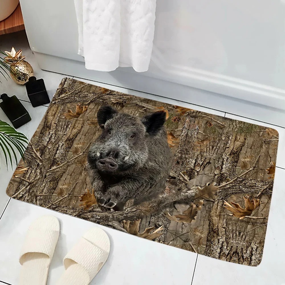 Hunting Outdoor Rug - Kamuflaj Orman Domuzu Desenli Kapı Paspası