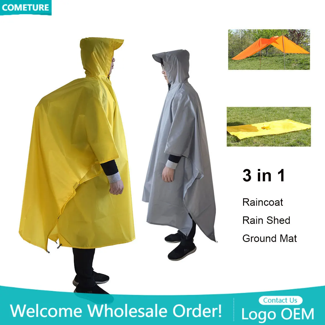 Hunting Outdoor Mat - Yağmurluk 3'ü 1 Arada Yürüyüş Panço